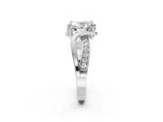 Oval Bypass Solitaire Engagement Ring Setting | Pavé and Plain Strands | White Gold