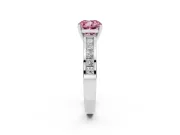 Fancy Pink Cushion Cut Diamond Solitaire Ring Set in White gold with Channel-Set Band and Prong Setting