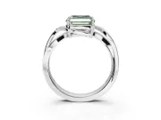 Asscher Cut Bypass Engagement Ring Setting for a Fancy Green Lab-Grown Diamond | Sterling Silver - Design NV-24814