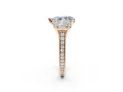 Pear-Shaped Vintage Three Stone Engagement Ring Setting for a Fancy Blue Lab-Grown Diamond | Graduated Pavé | Rose Gold