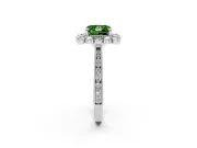 Fancy Green Princess Cut Diamond Halo Milgrain Pavé Ring Set in Silver with Prong Setting