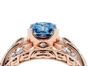 Radiant Cut Art Deco Engagement Ring Setting for a Fancy Blue Lab-Grown Diamond | Rose Gold