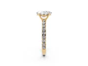 Oval Pave Engagement Ring Setting | Shared Prong Band | Yellow Gold