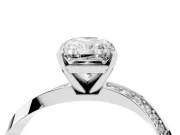 Radiant Cut Diamond Engagement Ring Set in Silver with Side Stone Accents and Prong Setting