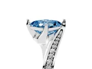 Fancy Blue Asscher Cut Diamond Solitaire Ring Set in Platinum with Intertwined Pavé Twist Band