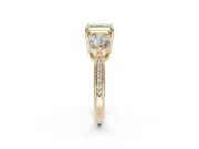 Asscher Cut Three Stone Engagement Ring Setting for a Fancy Yellow Lab-Grown Diamond | Tapered Pave Band | Yellow Gold