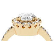 Oval Vintage Milgrain Halo Engagement Ring Setting | Pierced Gallery | Yellow Gold