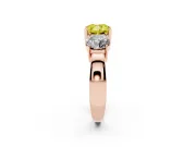 Cushion Cut Three Stone Engagement Ring Setting for a Fancy Yellow Lab-Grown Diamond | Wide Plain Band | Rose Gold