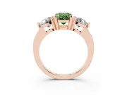 Oval Three Stone Engagement Ring Setting for a Fancy Green Lab-Grown Diamond | Open Prong Baskets | Rose Gold