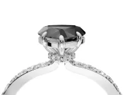Heart-Shaped Hidden Halo Engagement Ring Setting for a Black Center | Pavé Band | White Gold
