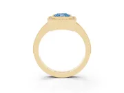 Radiant Cut Milgrain Halo Engagement Ring Setting for a Fancy Blue Lab-Grown Diamond | Pave Band | Yellow Gold