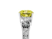 Cushion Cut Engagement Ring Setting for a Fancy Yellow Lab-Grown Diamond | Sterling Silver - Design NV-24907