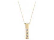 Round Lab-Grown Diamond Three-Stone Bar Pendant Necklace | Channel Set | Yellow Gold