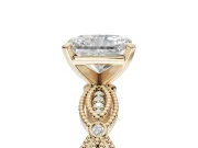 Radiant Cut Vintage Milgrain Engagement Ring Setting | Graduated Stations | Yellow Gold
