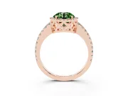 Round Halo Engagement Ring Setting for a Fancy Green Lab-Grown Diamond | Half Pave Band | Rose Gold