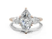 Marquise Three-Stone Engagement Ring Setting | Pear Side Stones | Rose Gold