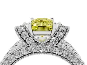 Emerald Cut Vintage Pave Engagement Ring Setting for a Fancy Yellow Lab-Grown Diamond | Milgrain Edges | Platinum