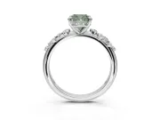 Cushion Cut Graduated Solitaire Engagement Ring Setting for a Fancy Green Lab-Grown Diamond | White Gold