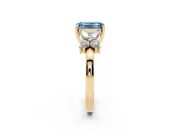 Emerald Cut Floral Engagement Ring Setting for a Fancy Blue Lab-Grown Diamond | Yellow Gold
