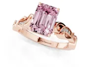 Emerald Cut Vine Engagement Ring Setting for a Fancy Pink Lab-Grown Diamond | Rose Gold