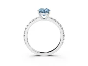 Oval Pave Solitaire Engagement Ring Setting for a Fancy Blue Lab-Grown Diamond | Shared Prong Band | White Gold
