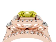Asscher Cut Halo Split Shank Engagement Ring Setting for a Fancy Yellow Lab-Grown Diamond | Rose Gold