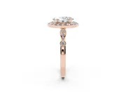 Oval Vintage Halo Engagement Ring Setting | Bezel Station Shoulders | Rose Gold