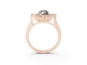 Pear-Shaped Cluster Halo Engagement Ring Setting for a Black Center | Rose Gold