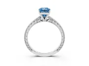 Radiant Cut Engraved Engagement Ring Setting for a Fancy Blue Lab-Grown Diamond | White Gold