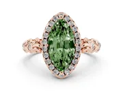 Marquise Leaf Halo Engagement Ring Setting for a Fancy Green Lab-Grown Diamond | Rose Gold