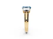 Emerald Cut Three Stone Engagement Ring Setting for a Fancy Blue Lab-Grown Diamond | Basket Prong Heads | Yellow Gold