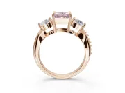 Princess Cut Three Stone Engagement Ring Setting for a Fancy Pink Lab-Grown Diamond | Tapered Pave Band | Rose Gold