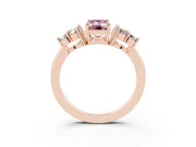 Emerald Cut Cluster Side Stone Engagement Ring Setting for a Fancy Pink Lab-Grown Diamond | Plain Band | Rose Gold