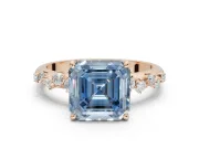 Asscher Cut Graduated Solitaire Engagement Ring Setting for a Fancy Blue Lab-Grown Diamond | Rose Gold