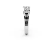 Princess Cut Three Stone Engagement Ring Setting | Beaded Shoulders | Sterling Silver