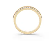 Round Diamond Double Row Pavé Band Set in Yellow gold with Shared Prong Setting