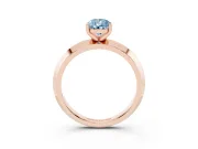 Fancy Blue Pear Cut Diamond Solitaire Engagement Ring Set in Rose gold with Flat Band and Prong Setting