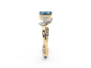Emerald Cut Floral Vine Engagement Ring Setting for a Fancy Blue Lab-Grown Diamond | Yellow Gold