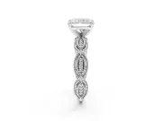 Radiant Cut Vintage Milgrain Engagement Ring Setting | Graduated Stations | Sterling Silver
