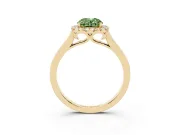 Oval Halo Engagement Ring Setting for a Fancy Green Lab-Grown Diamond | Flat Tapered Band | Yellow Gold