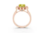 Asscher Cut Milgrain Cluster Halo Engagement Ring Setting for a Fancy Yellow Lab-Grown Diamond | Plain Band | Rose Gold