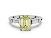Emerald Cut Tapered Baguette Engagement Ring Setting for a Fancy Yellow Lab-Grown Diamond | Platinum