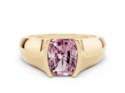 Radiant Cut Half Bezel Solitaire Engagement Ring Setting for a Fancy Pink Lab-Grown Diamond | Wide Band | Yellow Gold