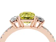 Emerald Cut Three Stone Engagement Ring Setting for a Fancy Yellow Lab-Grown Diamond | Pave Shoulders | Rose Gold