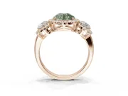 Round Three Stone Halo Engagement Ring Setting for a Fancy Green Lab-Grown Diamond | Rose Gold