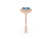 Radiant Cut Cluster Engagement Ring Setting for a Fancy Blue Lab-Grown Diamond | Rose Gold