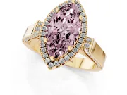 Marquise Halo Engagement Ring Setting for a Fancy Pink Lab-Grown Diamond | Pavé Panel Shoulders | Yellow Gold
