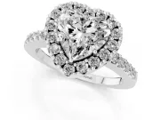 Heart-Shaped Halo Engagement Ring Setting | Single Row Pavé Band | Platinum