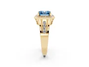 Asscher Cut Halo Engagement Ring Setting for a Fancy Blue Lab-Grown Diamond | Channel-Set Split Shank | Yellow Gold