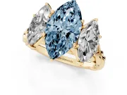 Marquise Three Stone Engagement Ring Setting for a Fancy Blue Lab-Grown Diamond | Braided Band | Yellow Gold